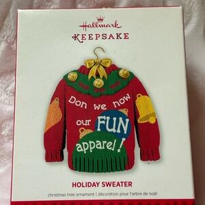 2013 Hallmark Keepsake Fun Holiday Sweater Ornament - Red and Green